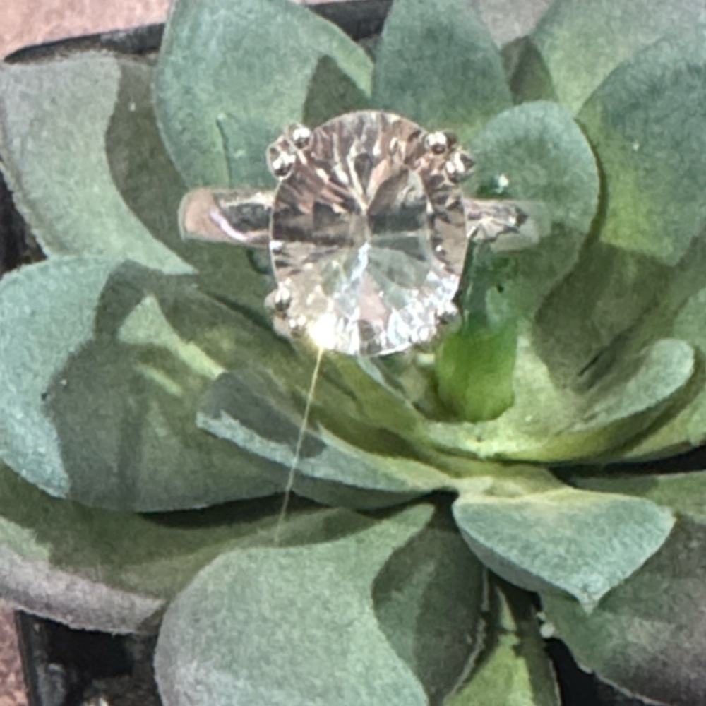 Round Silver Cz Solitaire Ring - image 2